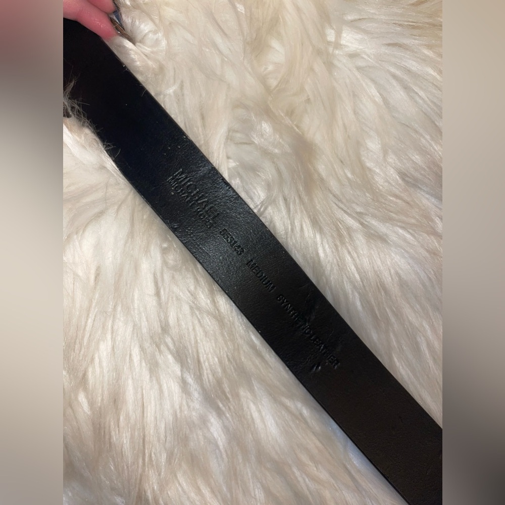NWT MICHAEL KORS BELT BLACK MK PRINTED LOGO GOLD SIZE MEDIUM - Picture 17 of 17